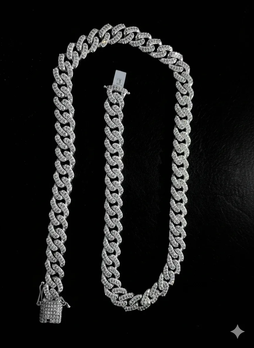 Cuban Link Chain - Silver with micro-zirconias