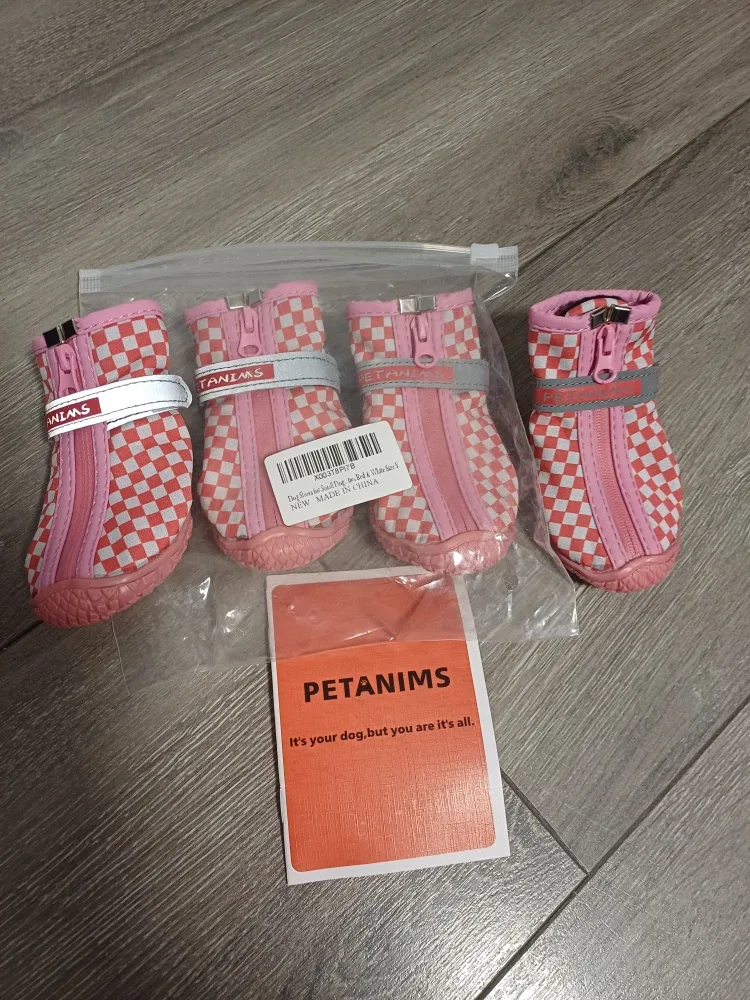 Brand New Petanims Dog Shoes - Pink & White - Size 5 image indicator(9)