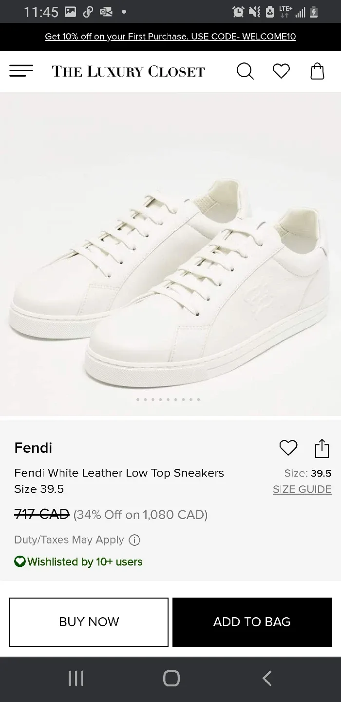 Fendi Calligraphy White Low Top Leather Sneakers sz 7 image indicator(9)