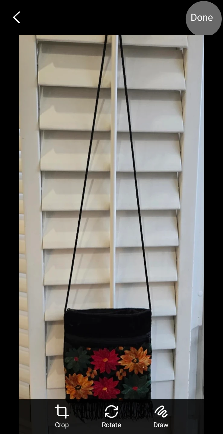 Floral Embroidered Black Velvet Shoulder Bag - photo 2