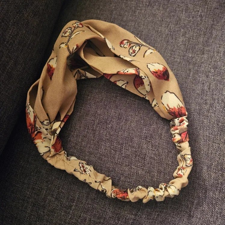 Floral Print Headband - Beige