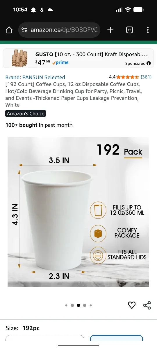 PANSUN Selected Disposable Paper Cups - 192 Pack image indicator(2)