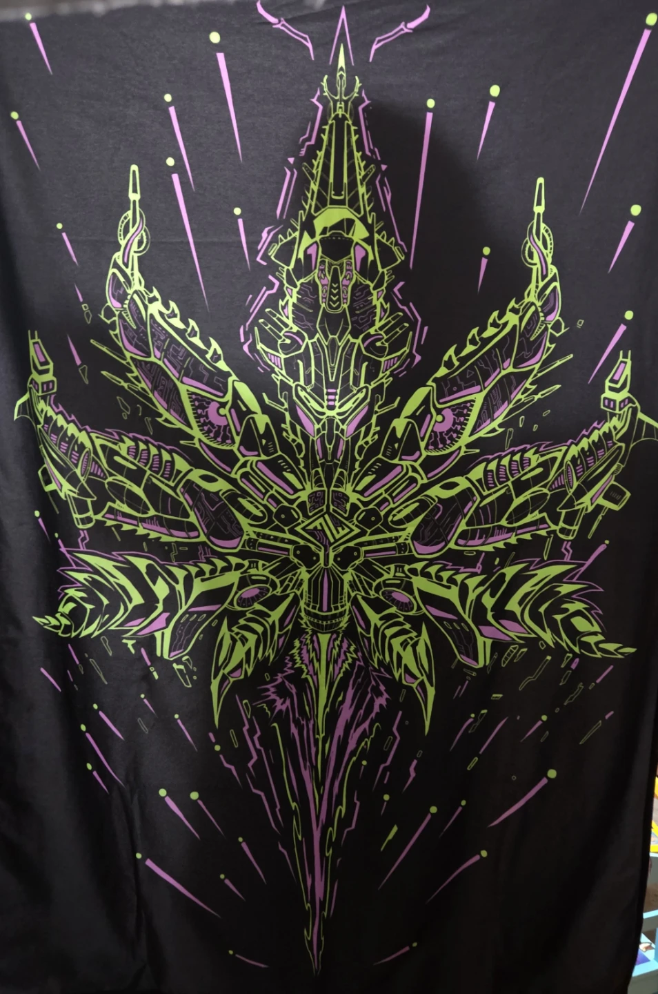 Uv activated tapestry wall hanging