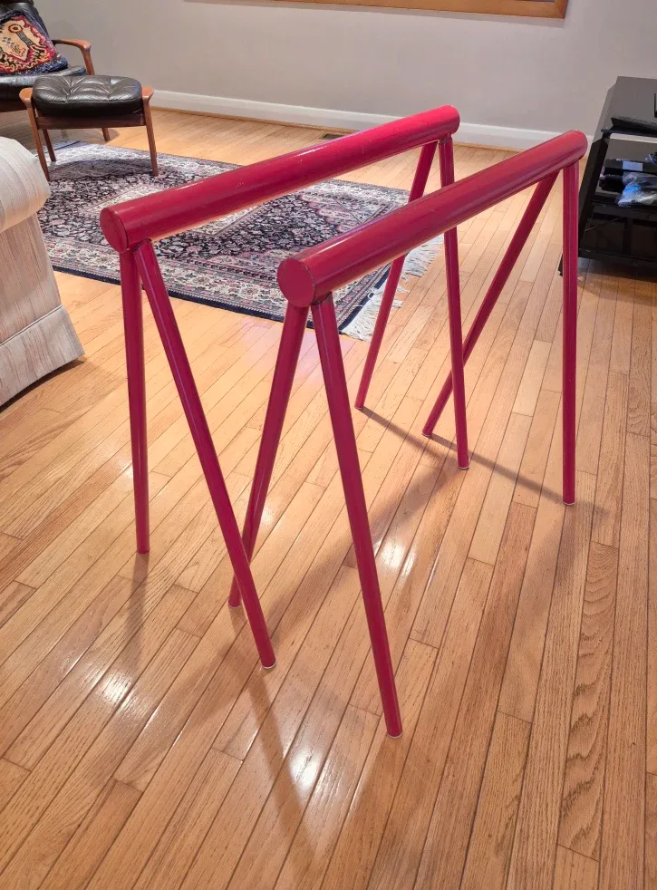 Red Metal Trestle Table legs (2)