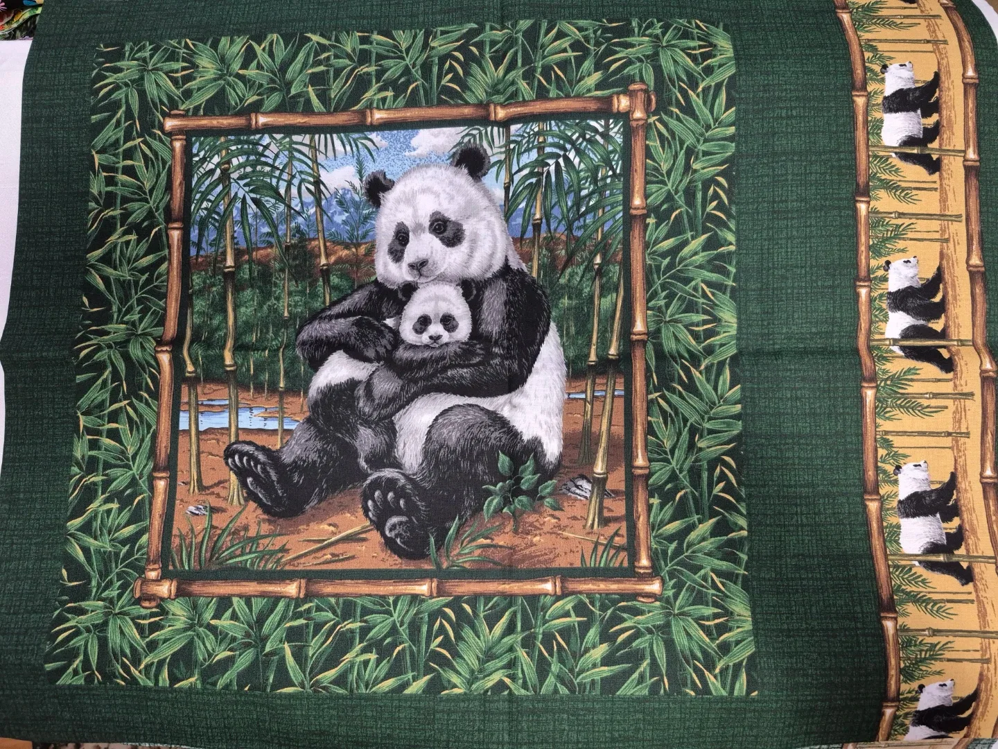Handmade Panda & Sunflower Fabric Squares