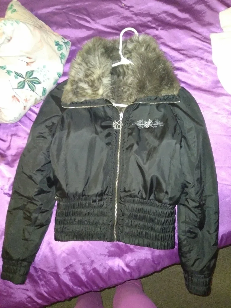 Rocawear Black Jacket with Faux Fur Collar