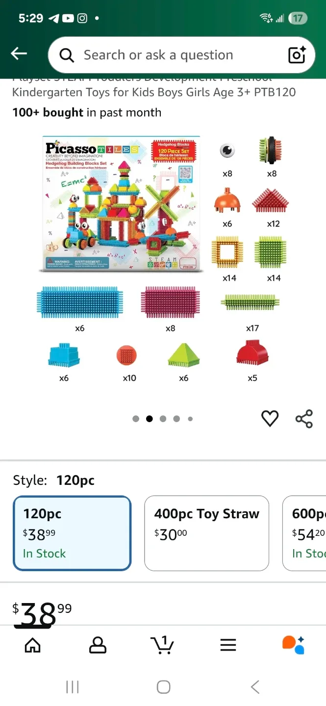 PicassoTiles Bristle Lock 3D Building Tiles, 120 Pieces image indicator(4)