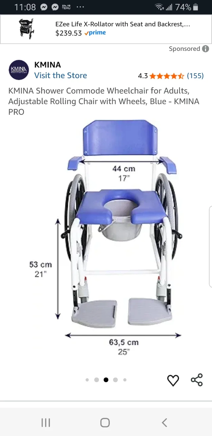 KMINA Shower Commode Wheelchair brand new image indicator(3)