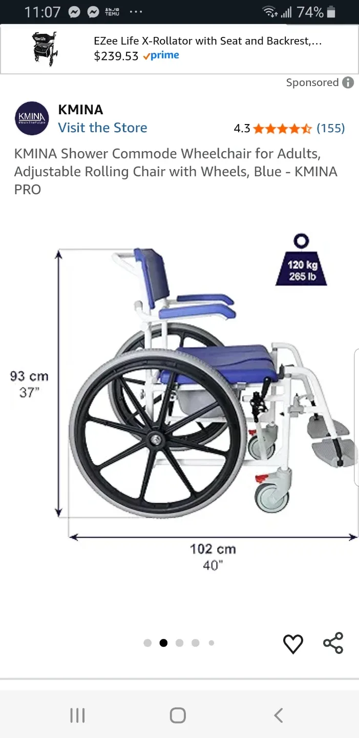 KMINA Shower Commode Wheelchair brand new image indicator(4)