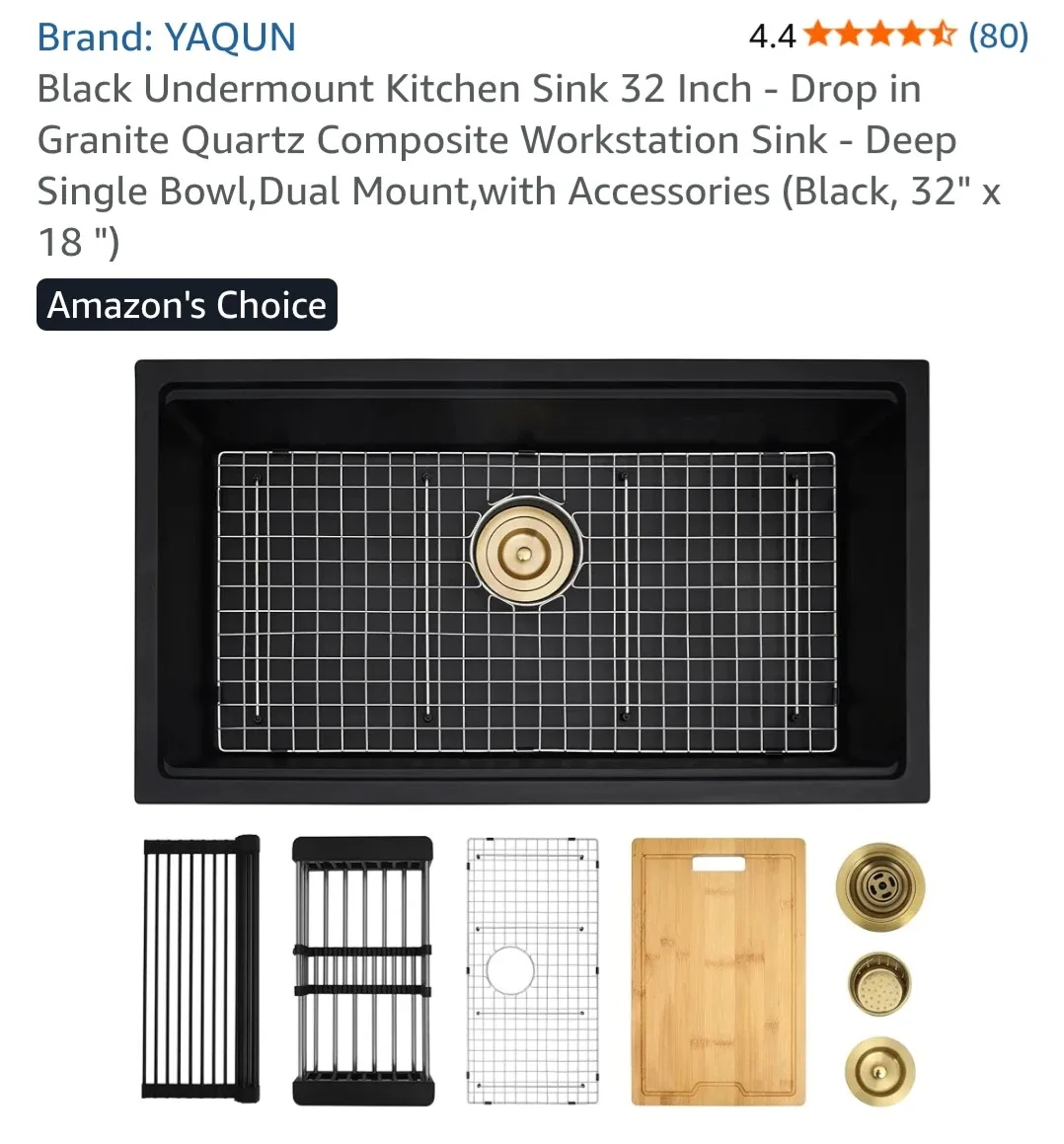 32" x 18" Black Kitchen Sink image indicator(8)