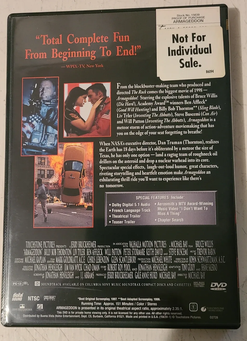 Armageddon DVD - Bruce Willis Movie image indicator(2)