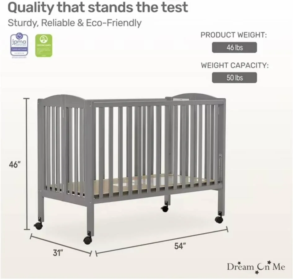 Dream On Me Folding Full-Size Crib 2 Mattress Height kids bed image indicator(2)