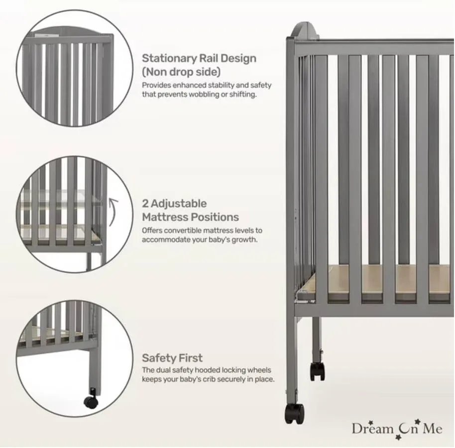 Dream On Me Folding Full-Size Crib 2 Mattress Height kids bed image indicator(3)