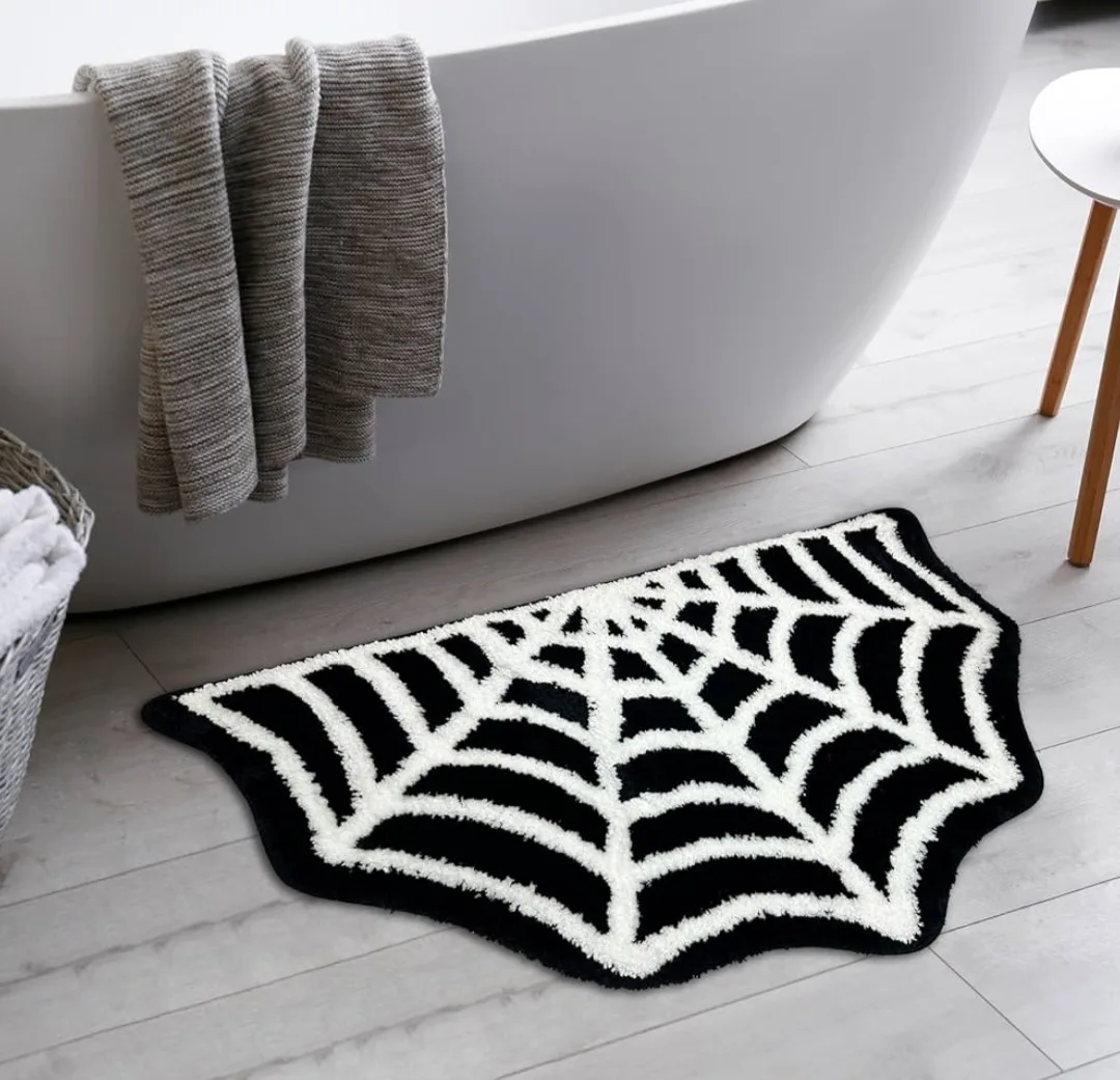 Spider Web Bath Mat - Black & White, 32 x 20 inches