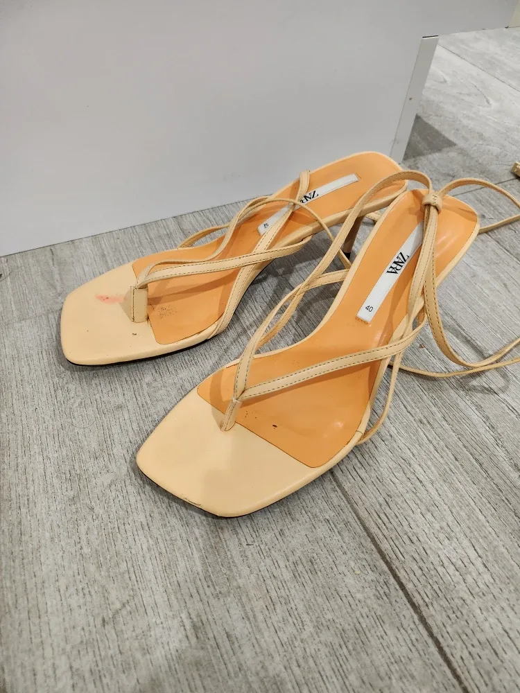 Zara Beige Heeled Sandals