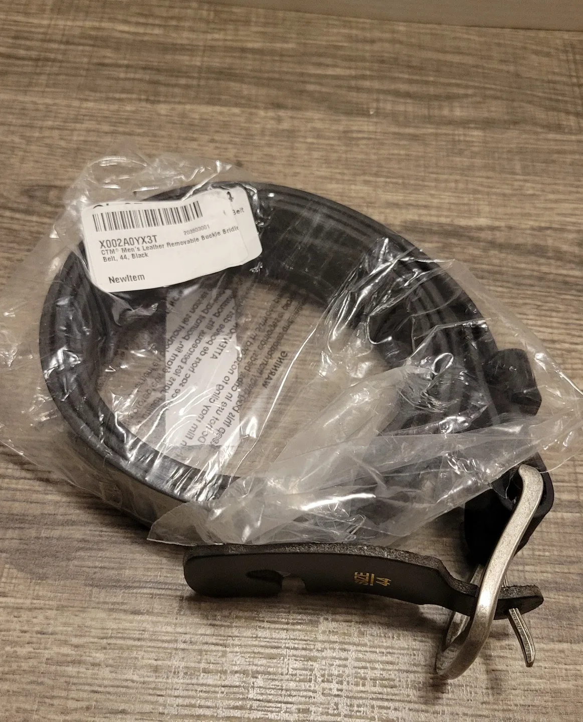 New Men's Leather Removable Buckle Bridle Belt - 44, Black image indicator(2)