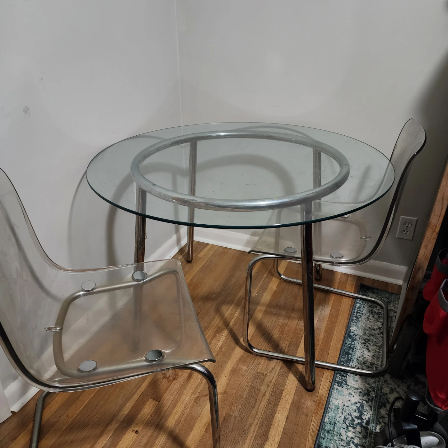 Glass Top Dining Table with Two Chairs