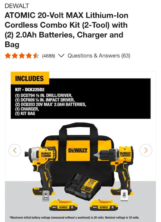 20V Max DeWalt ATOMIC Combo Kit + XR Drywall Cut Off Tool image indicator(2)