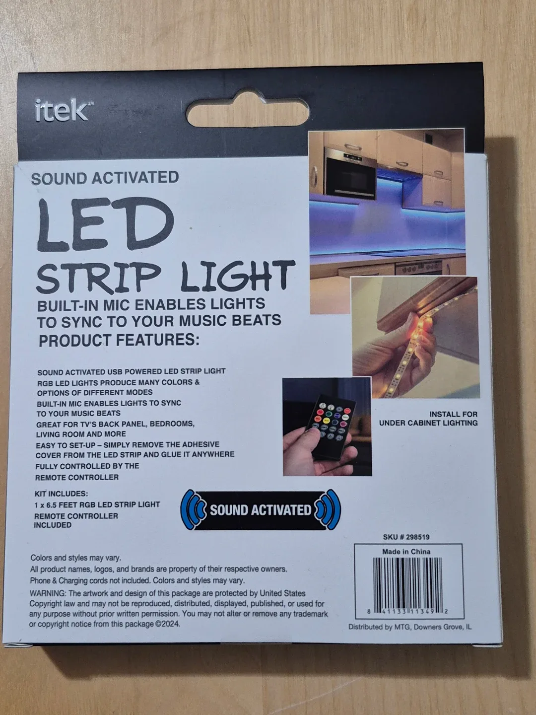 BNIB)LED Strip Light - 6.5 ft Sound Activated With Remote image indicator(2)