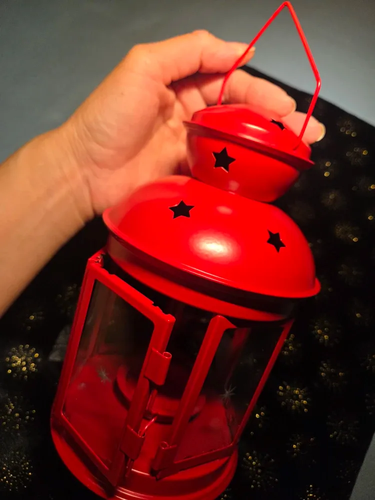 Red Metal Decorative Lantern (candle holder) Ikea image indicator(2)