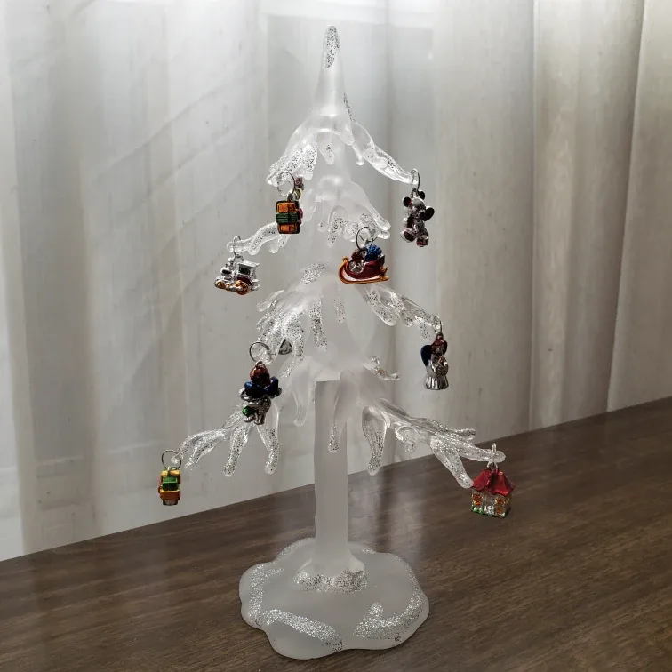 Glass Christmas Tree with Ornaments
