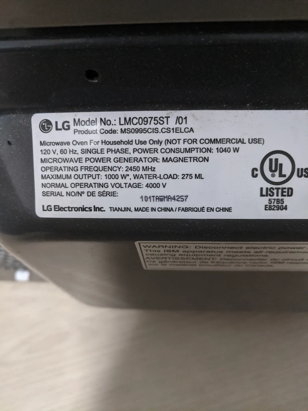 LG LMC0975ST Microwave Oven image indicator(4)