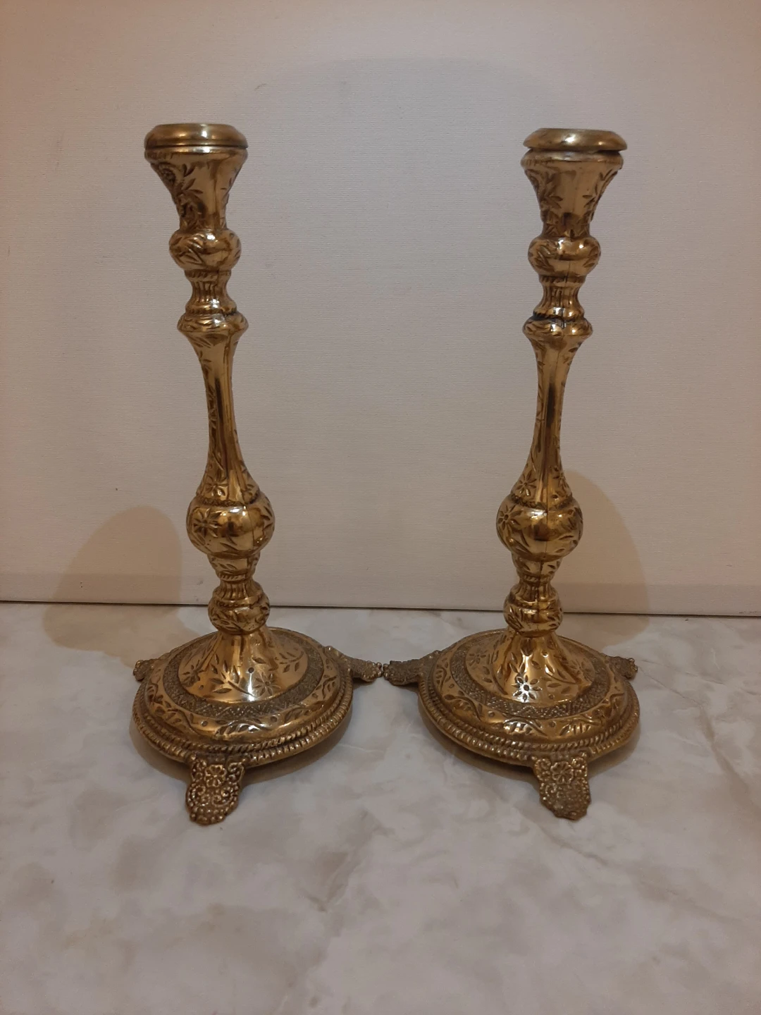 2 Brass vintage candle holders. Made by Wainberg in Israel.