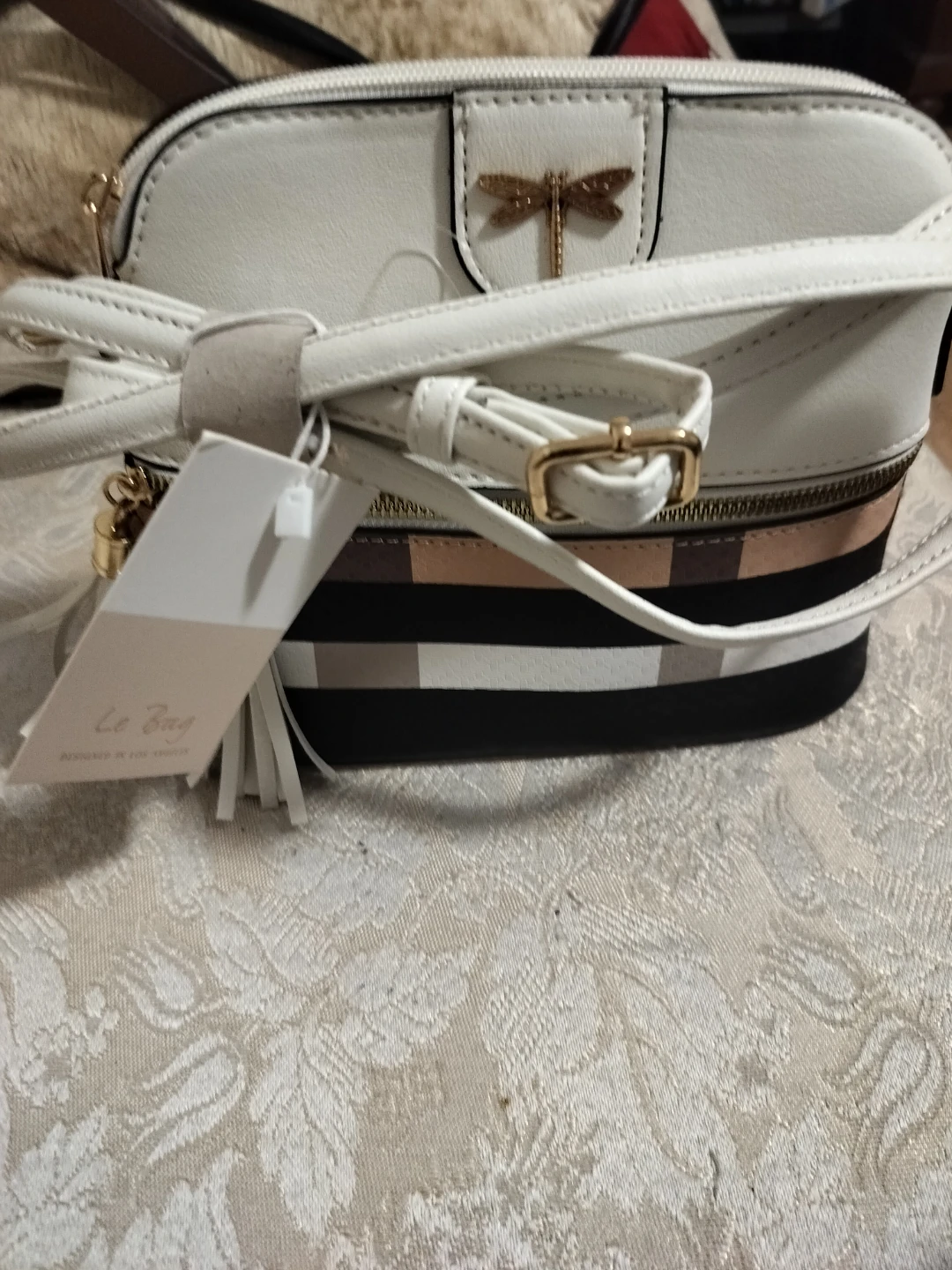 Le Bag White & Striped Crossbody Purse - photo 3