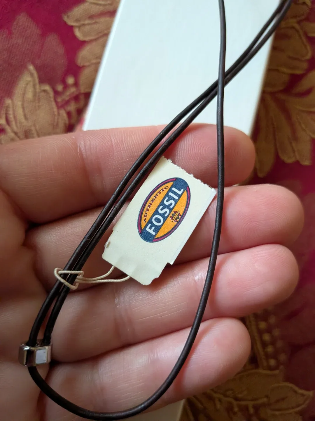 Fossil Leather Cord Necklace with Pave Pendant image indicator(5)