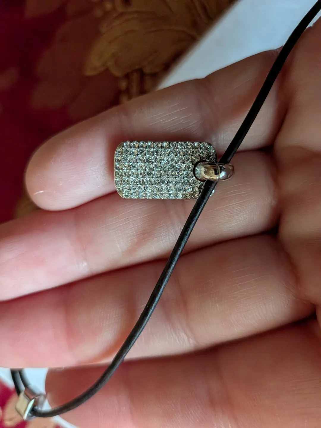 Fossil Leather Cord Necklace with Pave Pendant image indicator(10)