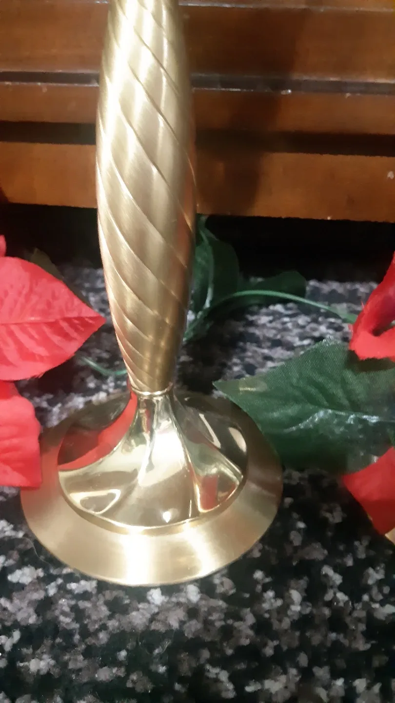 Solid Brass & Glass Candle Holders (Pair) image indicator(4)