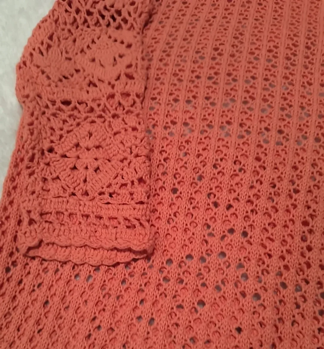 Christopher & Banks Coral Crochet Top - Size L image indicator(7)