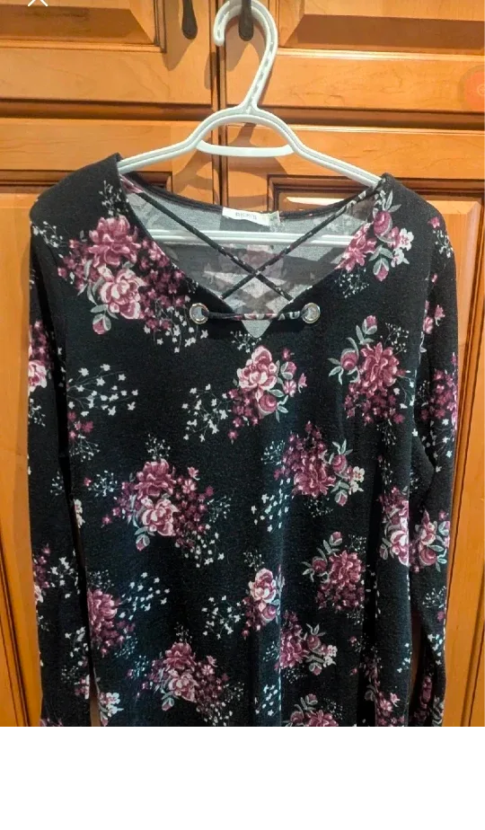 Ricki's Floral Print Long Sleeve Top, Size XL