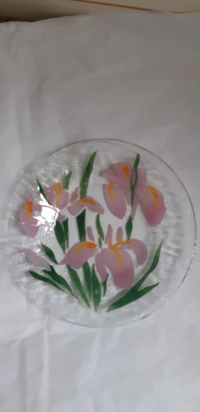 Glass Plate with Floral Design