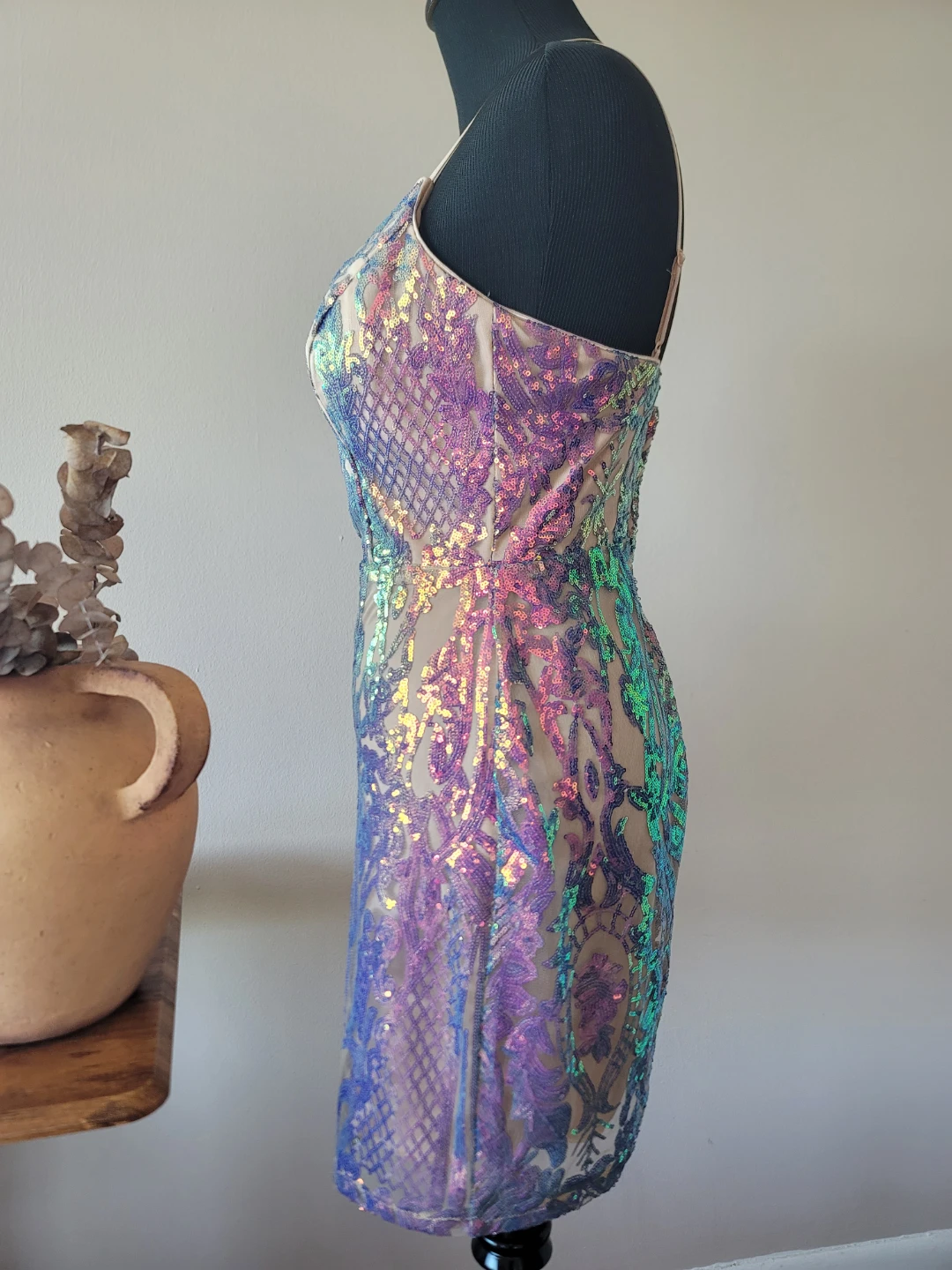 City Studio Strapless Iridescent Sequin Dress Sz 5 - photo 3