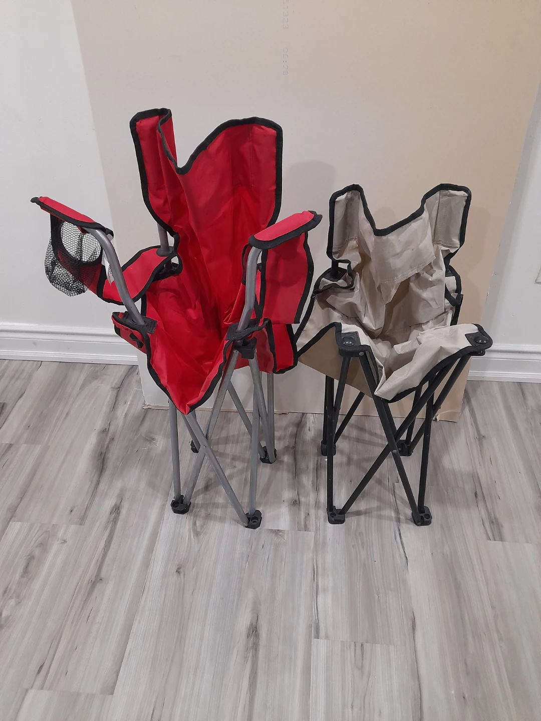Two Camping Chairs - Red and Beige