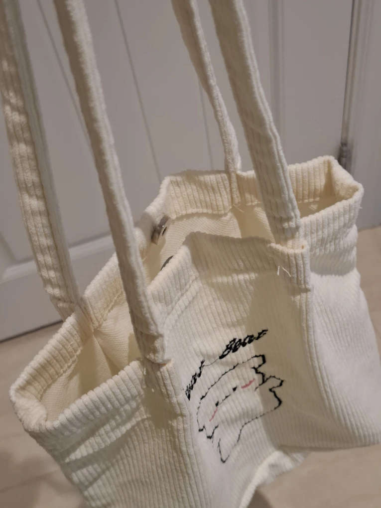 Beat Bear Cream Corduroy Tote Bag - photo 2