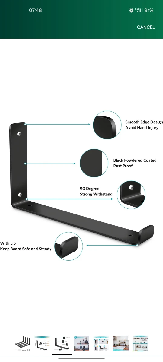 Shelf Bracket 10" x 5.5" - black heavy duty  - 10pc available - photo 2