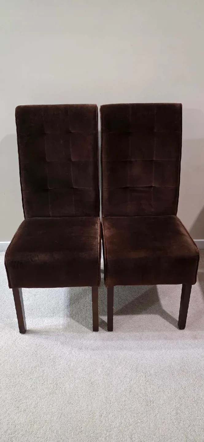 Brown Upholstered Dining Chairs - Set of 2