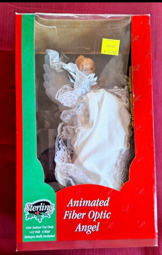 Vintage Sterling ANIMATED Fiber Optic ANGEL Tree Topper image indicator(6)