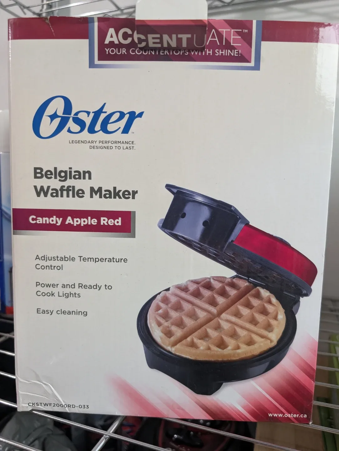 Oster Belgian Waffle Maker - Candy Apple Red BRAND NEW thumbnail