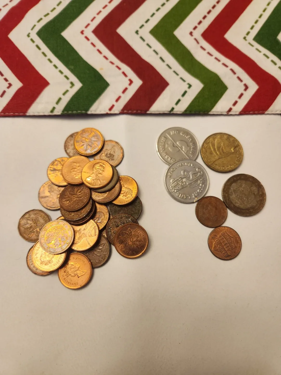 Assorted Pennies USA & Canadian,  plus other World Coins
