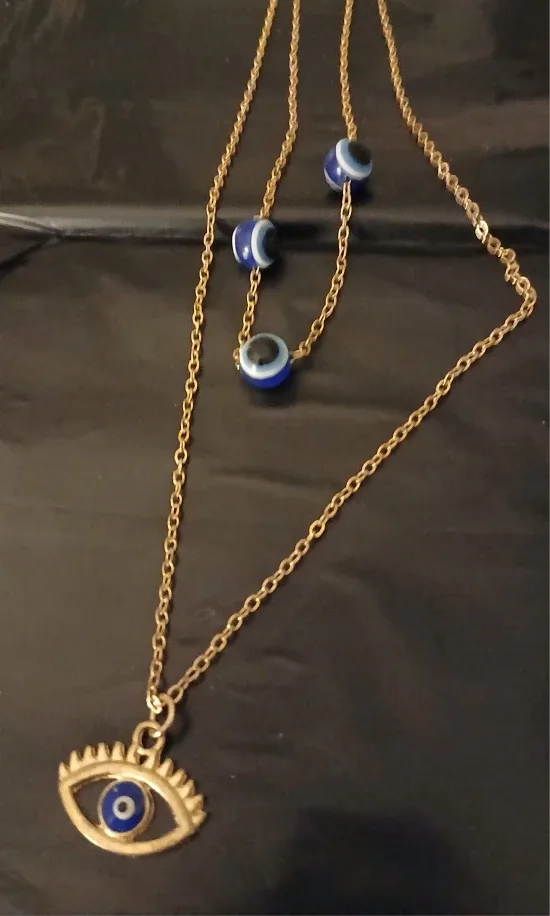 Gold-tone Evil Eye Layered Necklace image indicator(2)