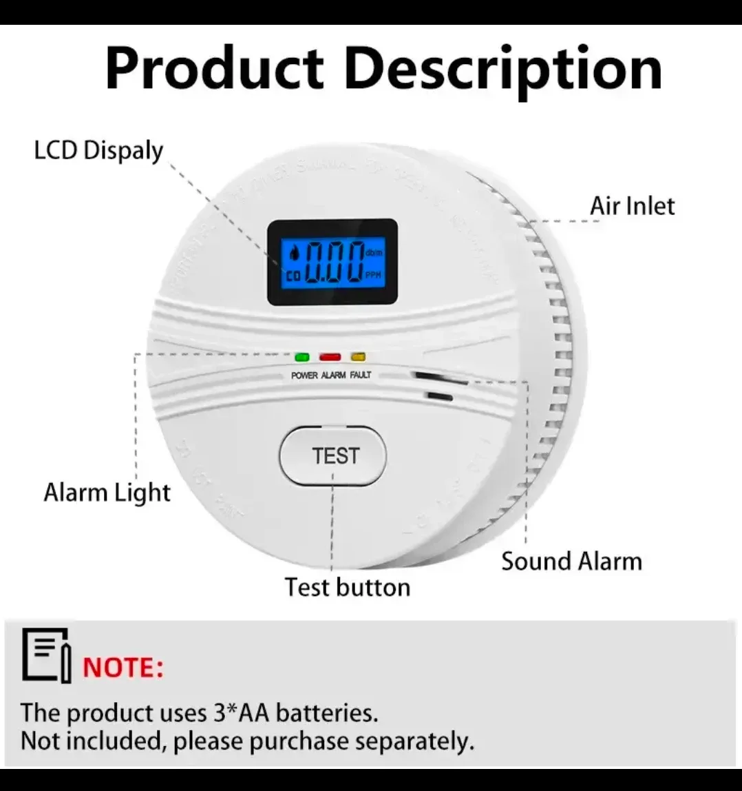 NEW, Smoke & Carbon Monoxide Detector Alarm LCD Display, 2025 image indicator(3)