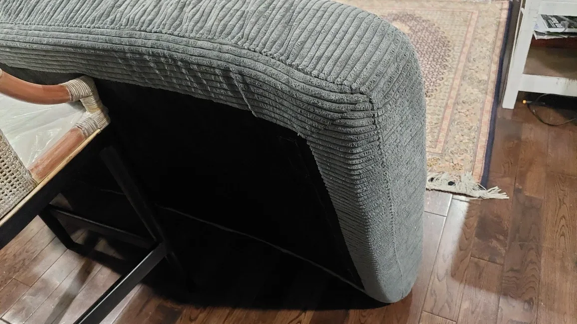 Grey Corduroy Ottoman Footstool - 34"x27"x7" image indicator(2)