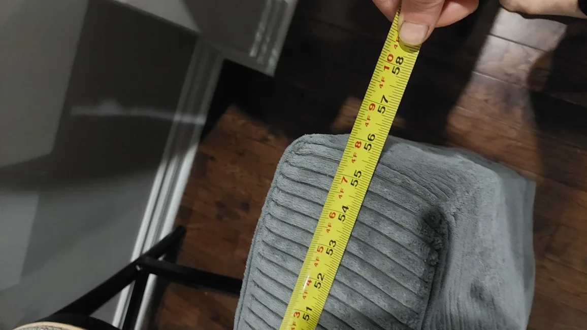 Grey Corduroy Ottoman Footstool - 34"x27"x7" image indicator(4)