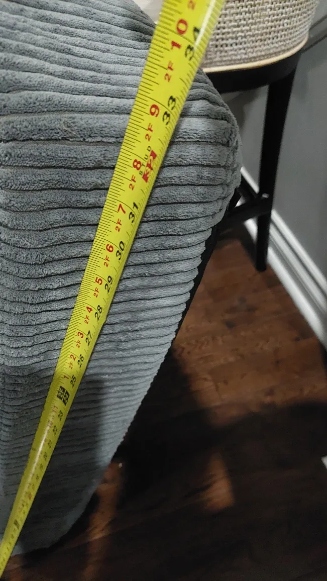 Grey Corduroy Ottoman Footstool - 34"x27"x7" image indicator(5)