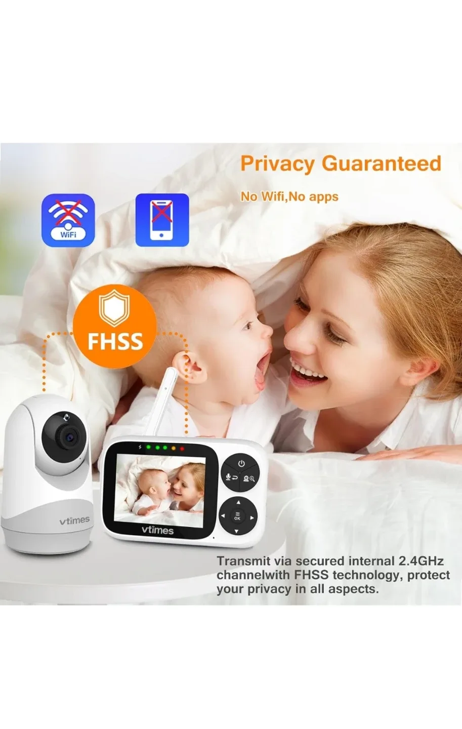 NewVideo Baby Monitor with 1 Camera, 3.2" IPS Screen image indicator(8)