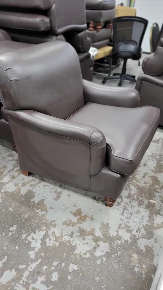 Brown Faux Leather Armchair