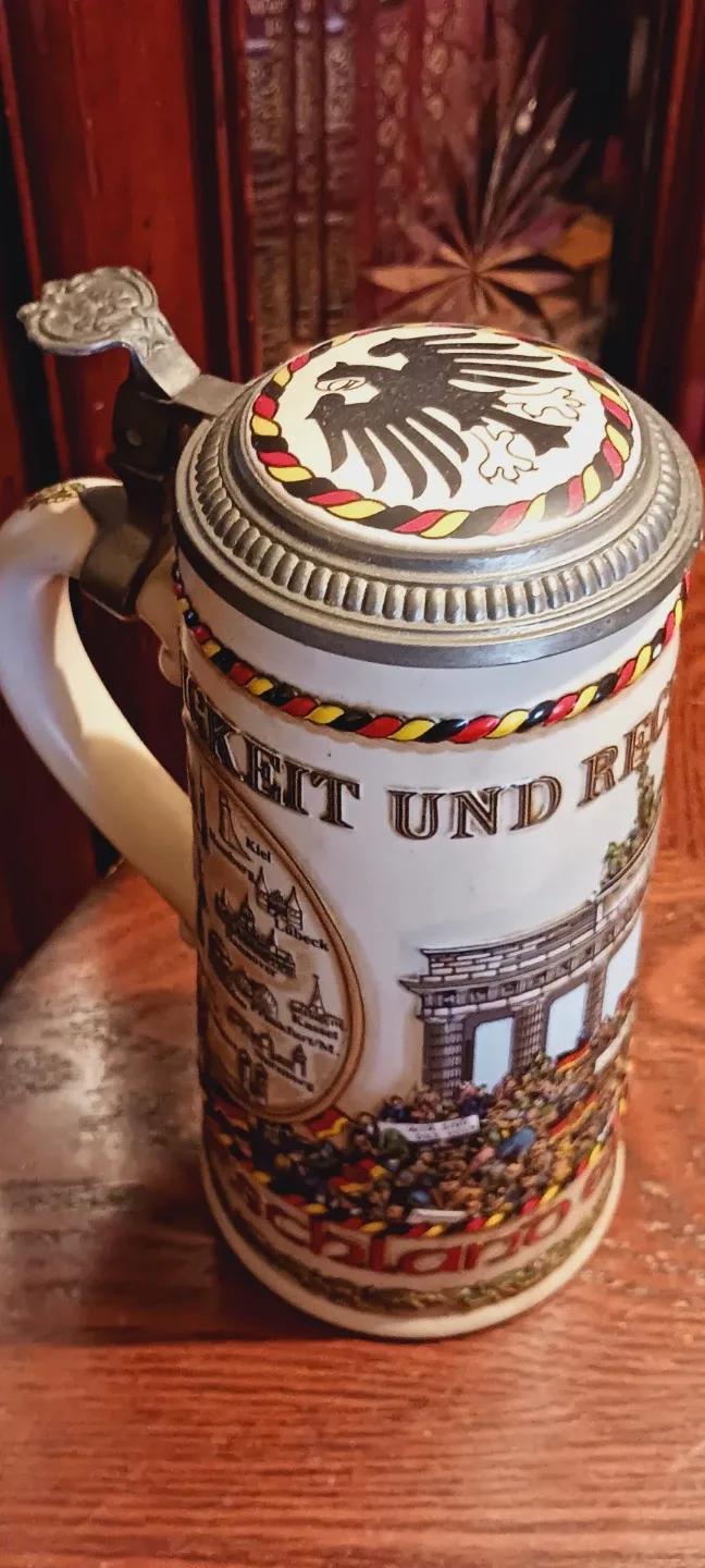 Collectible Vintage German Beer Stein with Lid thumbnail